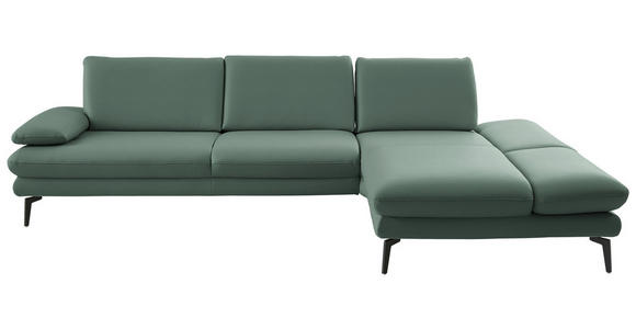 ECKSOFA in Echtleder Opal  308/195 cm  - Opal/Schwarz, Design, Leder/Metall (308/195cm) - Dieter Knoll