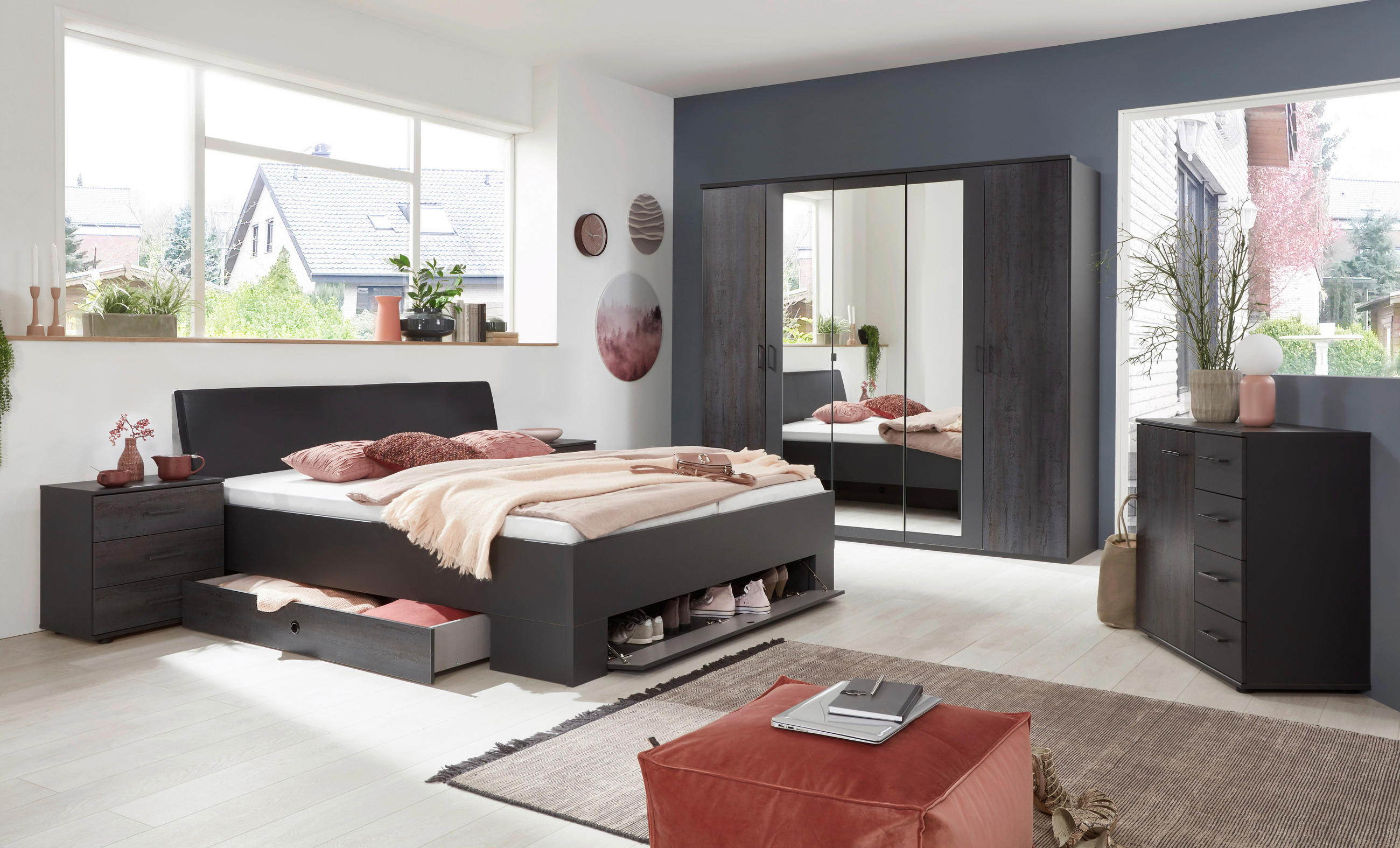 Thumbnail - Mid.you Stauraumbett Wimex Kopenhagen, Graphit, Dunkelgrau, Holzwerkstoff, 160x200 cm, BQ - Bündnis für Qualität, Made i...