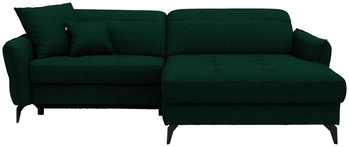 ECKSOFA MANTA in Flachgewebe Waldgrün  246/175 cm  - Waldgrün/Schwarz, Design, Textil/Metall (246/175cm) - Celina