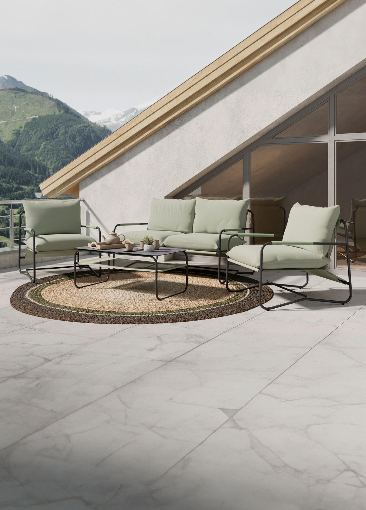 VRTNI SET   metal, staklo, tekstil  boje mente  - siva/boje mente, Design, staklo/metal - Ambia Garden