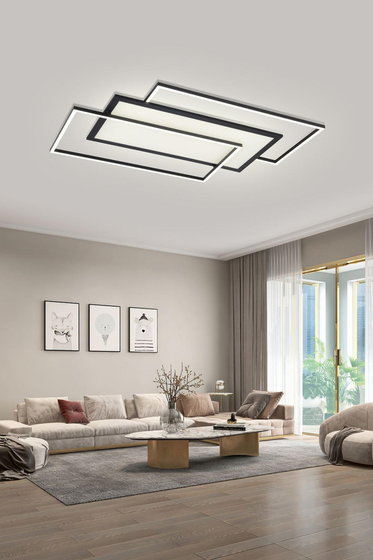 PLAFONIERĂ CU LED - negru, Trend, plastic/metal (80/50/6cm) - Novel