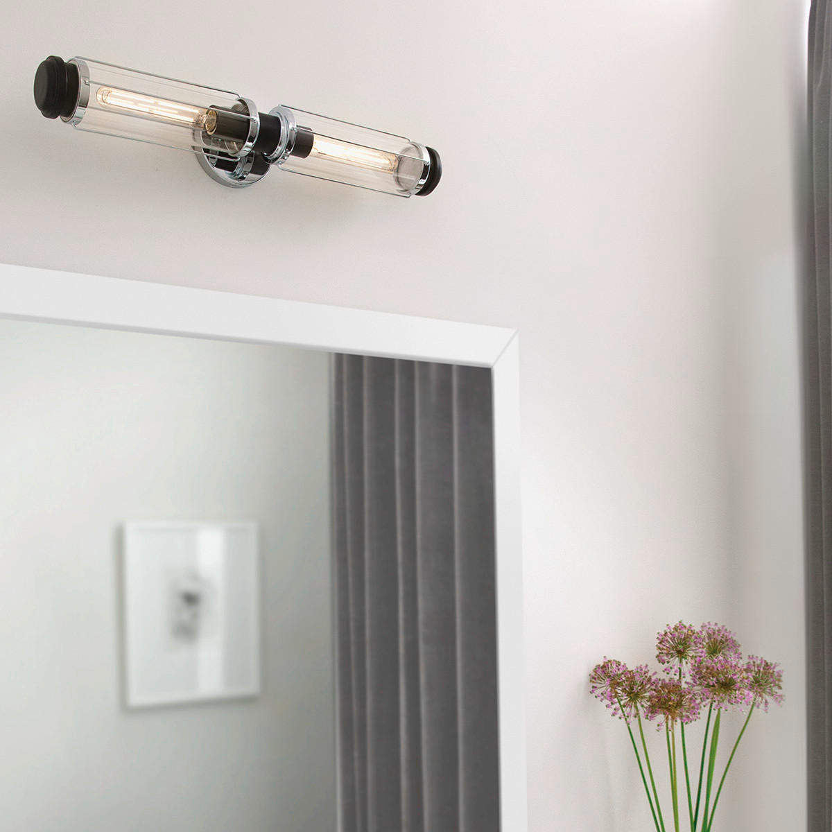 BADEZIMMER-WANDLEUCHTE - Chromfarben/Schwarz, Konventionell, Glas/Metall (12,2/61/12,8cm) - Elstead Lighting