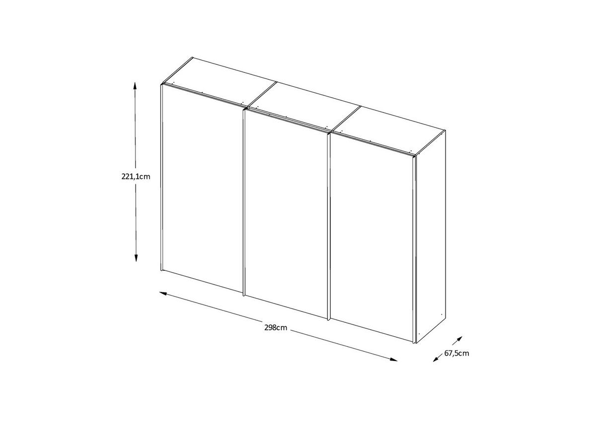 SCHWEBETÜRENSCHRANK  in Anthrazit  - Anthrazit/Schwarz, Design, Glas/Holzwerkstoff (298/222/68cm) - Moderano