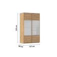 SCHWEBETÜRENSCHRANK 137/223/68 cm 2-türig Eiche Artisan, Seidengrau  - Eichefarben/Seidengrau, Design, Glas/Holzwerkstoff (137/223/68cm) - Xora