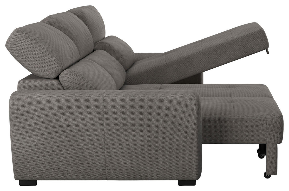 ECKSOFA in Mikrofaser Graubraun  - Graubraun/Schwarz, Konventionell, Kunststoff/Textil (285/177cm) - MID.YOU