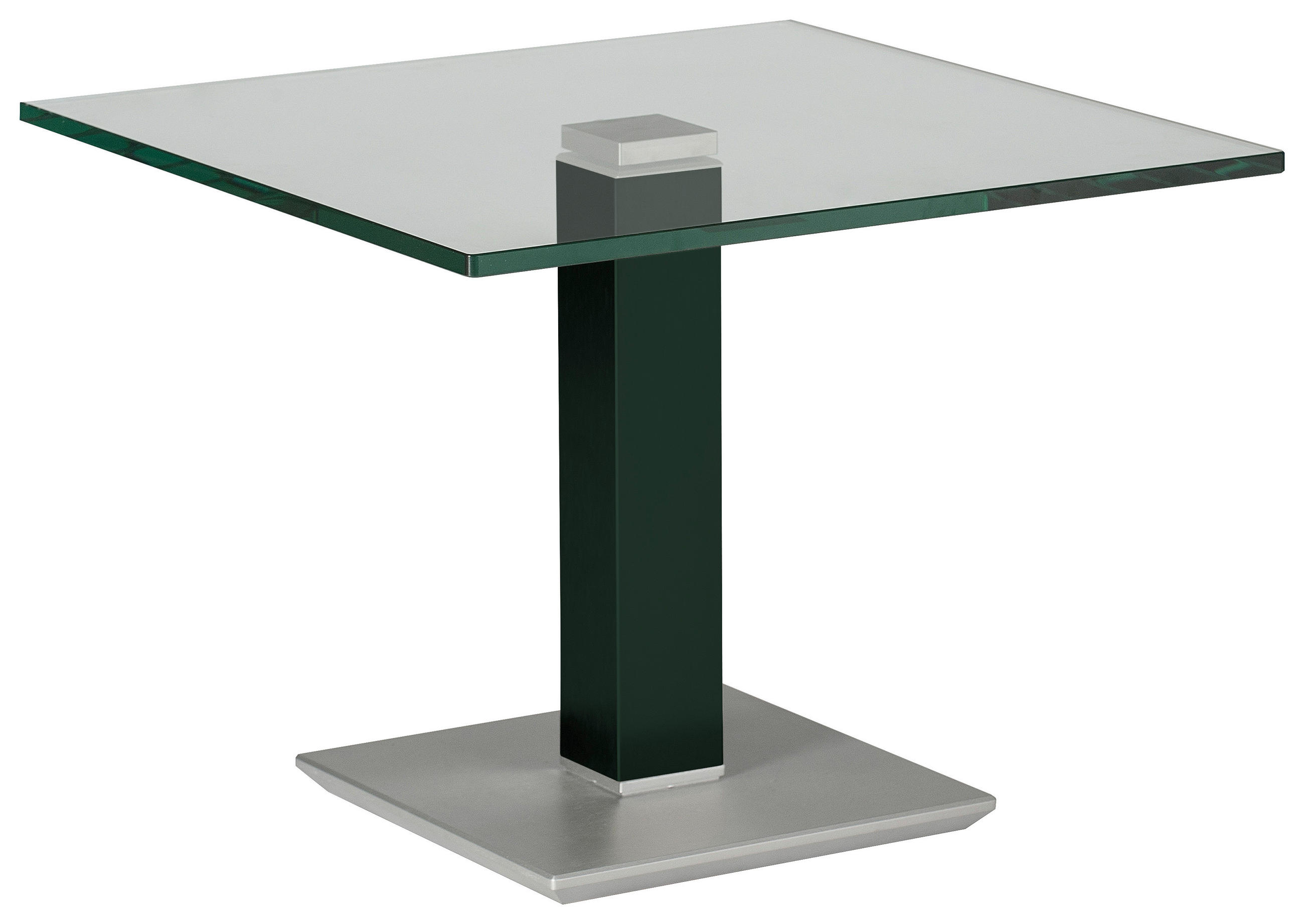 BEISTELLTISCH 60/60/46-65 cm Grün, Edelstahlfarben quadratisch  - Edelstahlfarben/Grün, Design, Glas/Kunststoff (60/60/46-65cm)