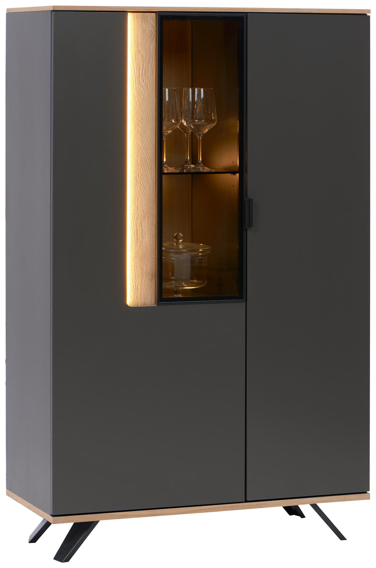 HIGHBOARD Anthrazit, Eichefarben  92,9/136,6/42 cm  - Eichefarben/Anthrazit, Design, Glas/Holzwerkstoff (92,9/136,6/42cm) - Dieter Knoll