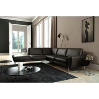 ECKSOFA in Echtleder Schwarz  - Chromfarben/Schwarz, Design, Leder/Metall (250/273cm) - Livetastic