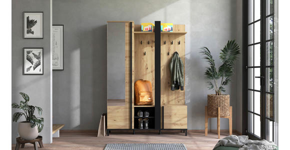 GARDEROBE  in 134,5/192,6/33,2 cm  - Schwarz/Eiche Artisan, Basics, Holzwerkstoff (134,5/192,6/33,2cm) - Carryhome