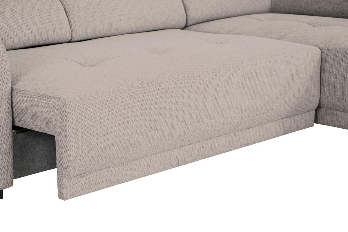 ECKSOFA in Struktur Taupe  - Taupe/Schwarz, Design, Kunststoff/Textil (284/205cm) - MID.YOU