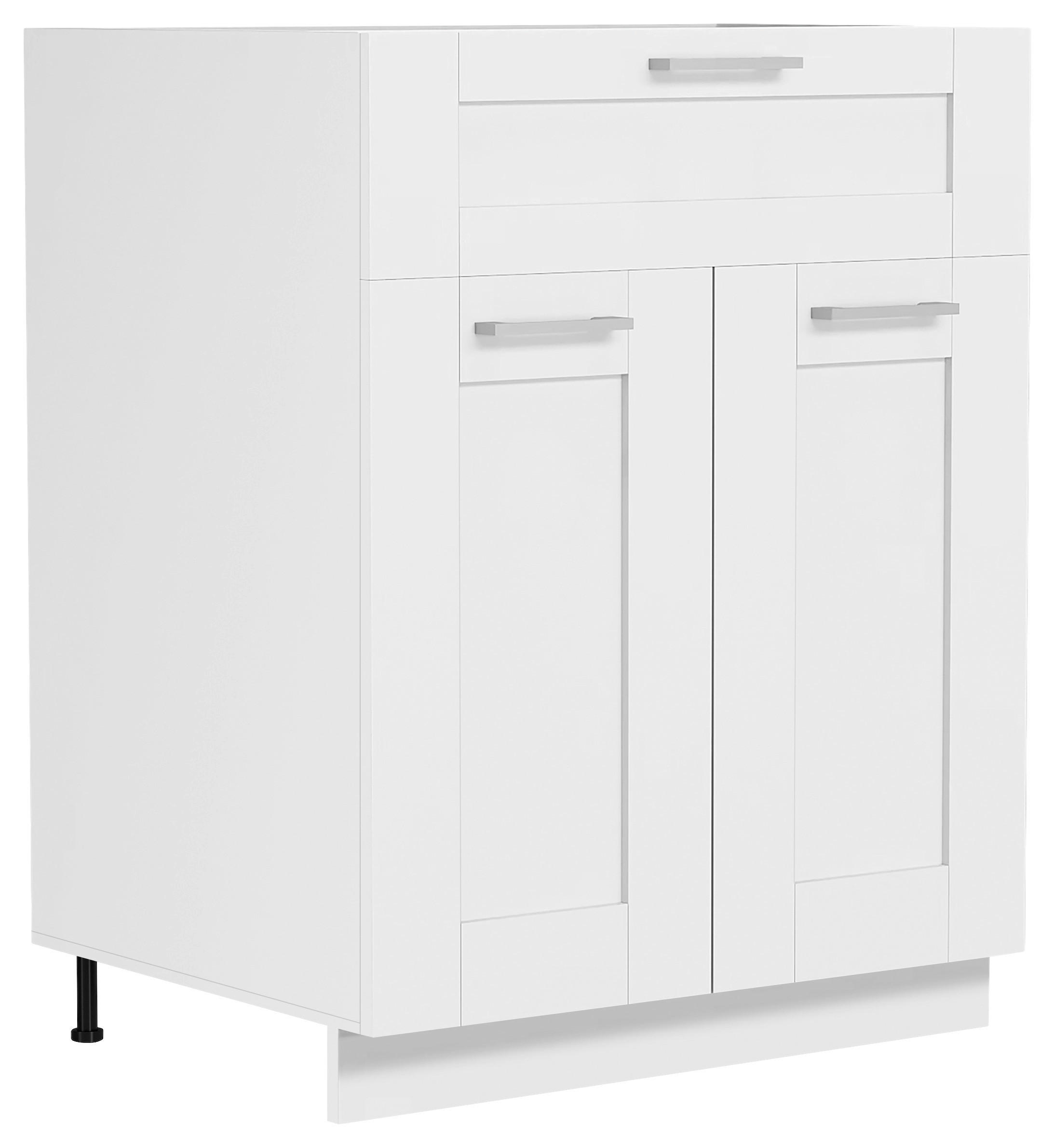 KÜCHENUNTERSCHRANK 60/82/46 cm  in Weiß  - Silberfarben/Weiß, Trend, Holzwerkstoff/Kunststoff (60/82/46cm) - MID.YOU