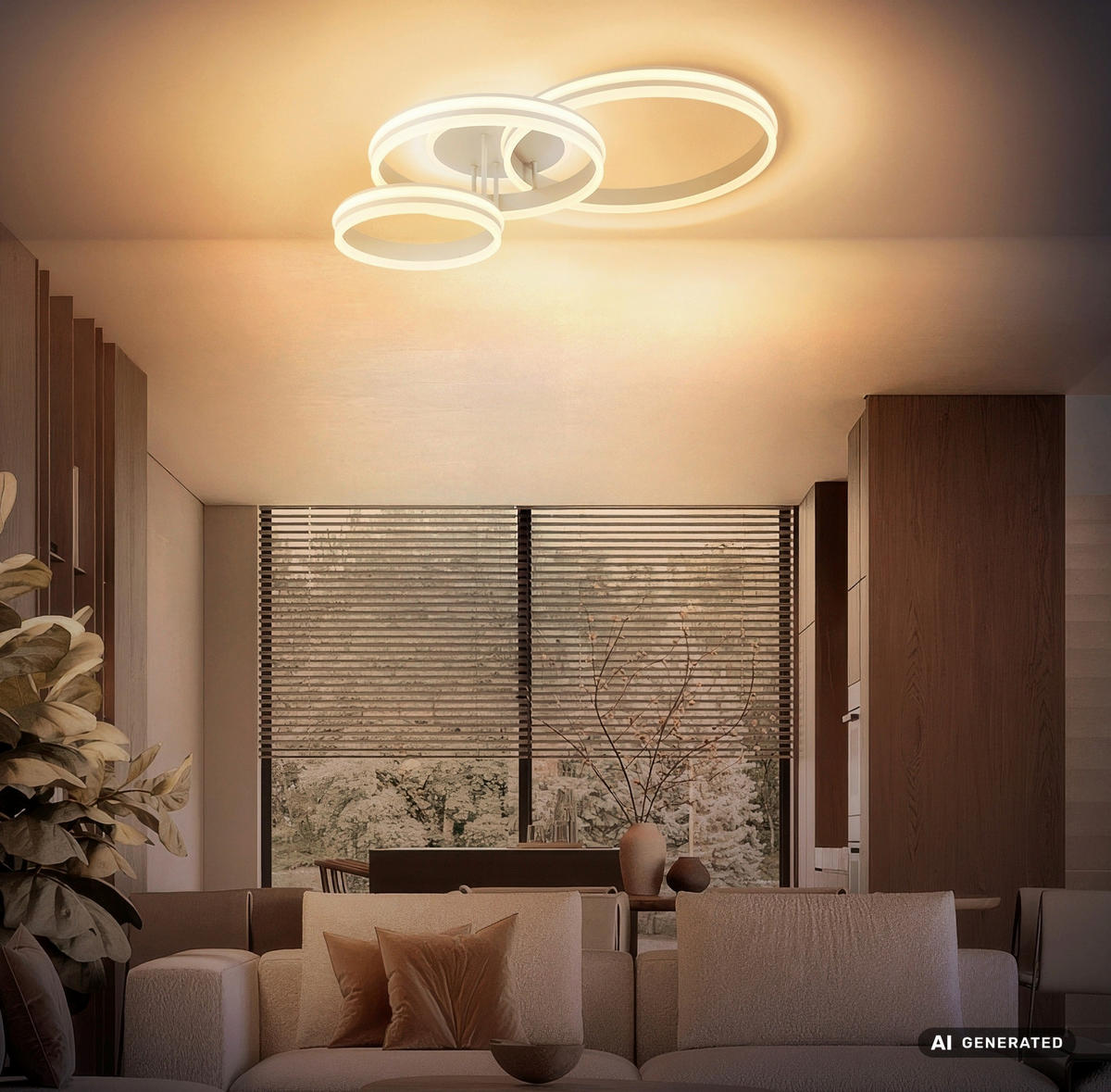 LED-DECKENLEUCHTE Rubio 79,5/50/22 cm  - Sandfarben/Opal, Design, Kunststoff/Metall (79,5/50/22cm) - Globo