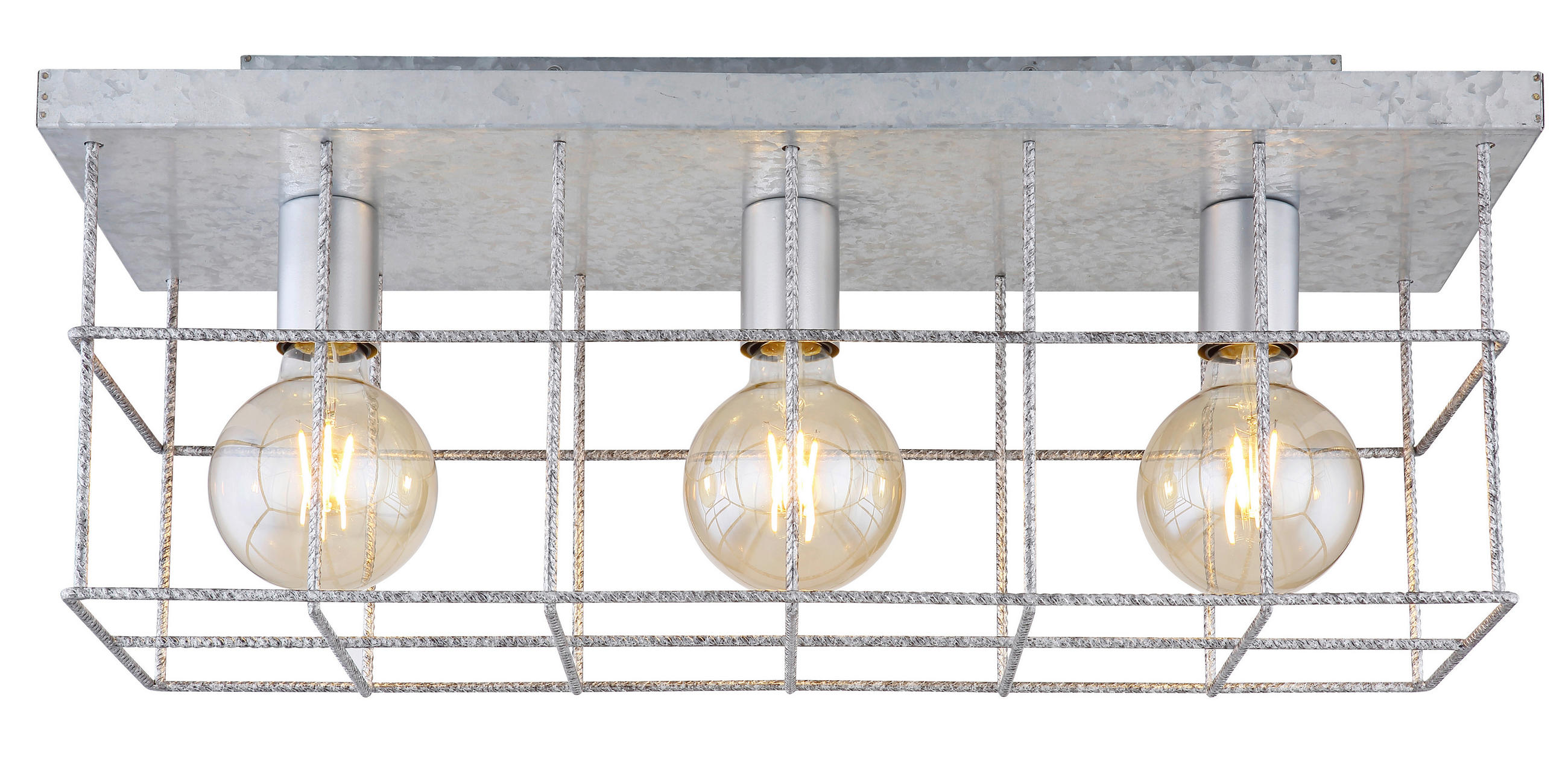 DECKENLEUCHTE Merril 60/20/25,8 cm   - Zinkfarben, Design, Metall (60/20/25,8cm) - Globo