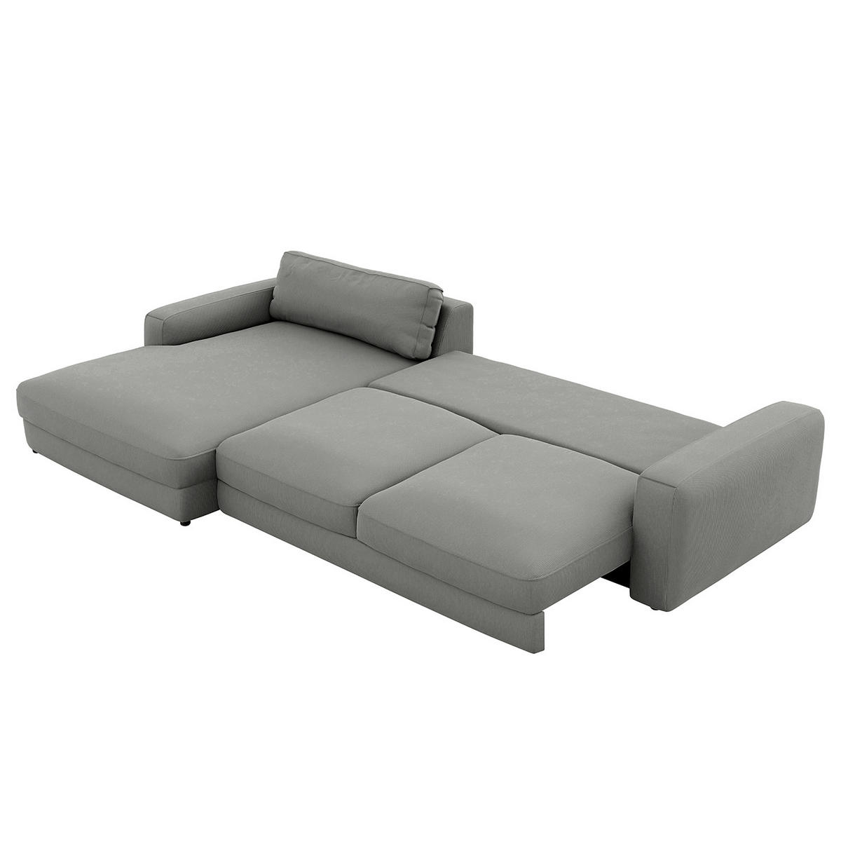 ECKSOFA in Cord Dunkelgrau  - Dunkelgrau/Schwarz, Modern, Textil (176/84/303cm) - Trendmanufaktur