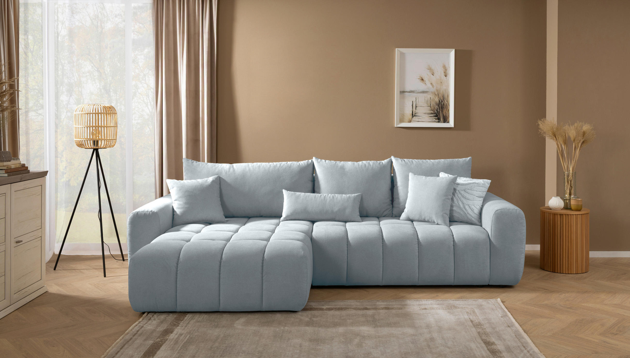 ECKSOFA in Velours Grau  - Schwarz/Grau, Konventionell, Kunststoff/Textil (168/298cm) - Carryhome