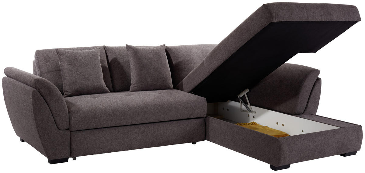 ECKSOFA in Webstoff Braun  - Braun, Design, Kunststoff/Textil (278/187cm) - Livetastic