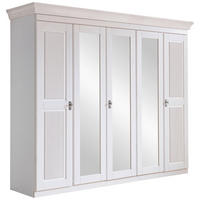 DREHTÜRENSCHRANK 253/210/64 cm,  in Weiß, 5-türig  - Weiß/Kupferfarben, ROMANTIK / LANDHAUS, Glas/Holz (253/210/64cm) - Boxxx