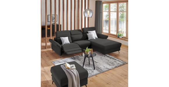 ECKSOFA in Echtleder Dunkelgrau  - Dunkelgrau/Schwarz, Natur, Leder/Metall (285/199cm) - Valnatura