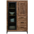 HIGHBOARD 90/142/40 cm  in Naturfarben, Hellbraun  - Hellbraun/Schwarz, Design, Glas/Holz (90/142/40cm) - Carryhome