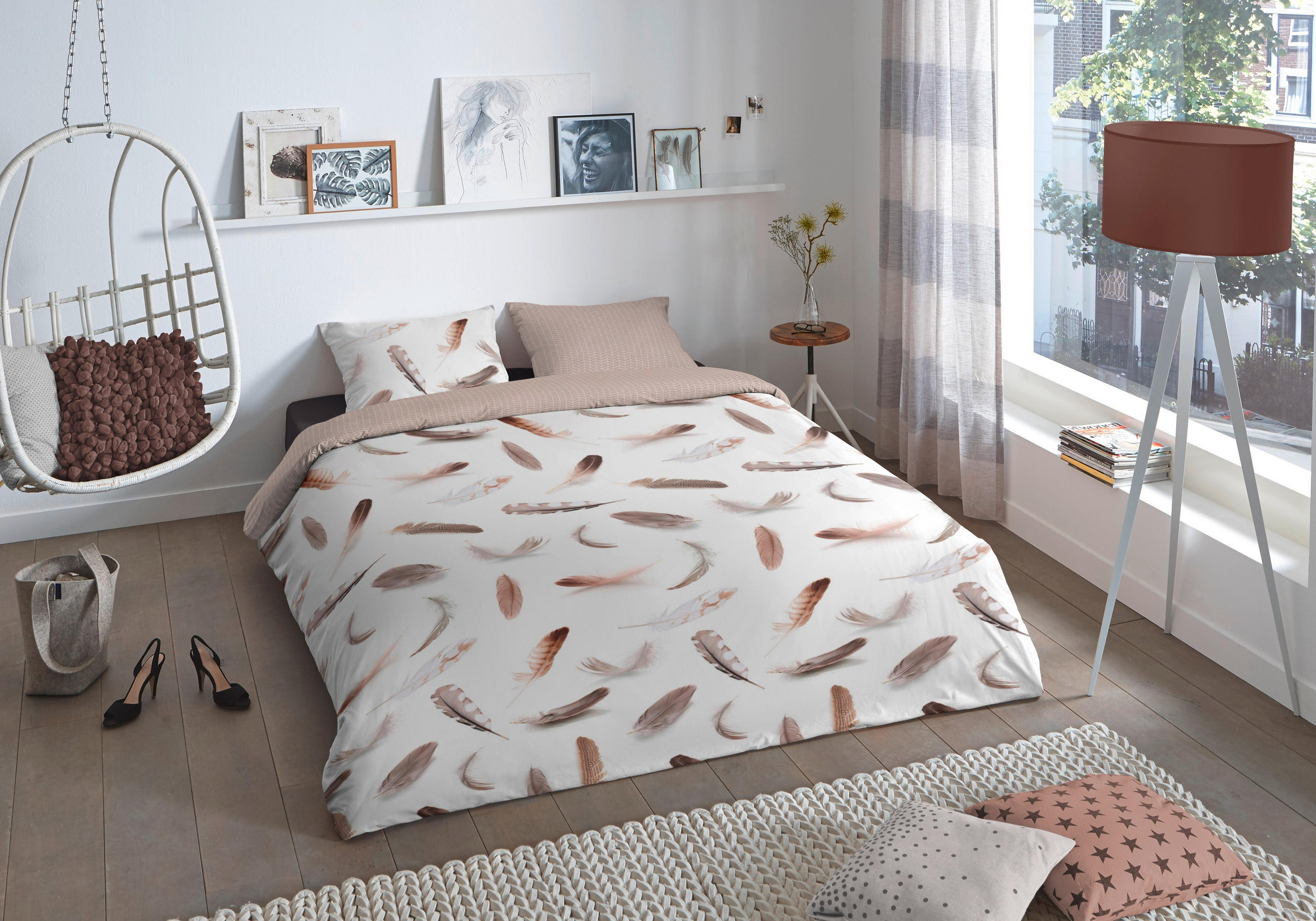 BETTWÄSCHE Good Morning Flanell, Biber 140/200 cm  - Sandfarben/Weiß, Design, Textil (140/200cm)