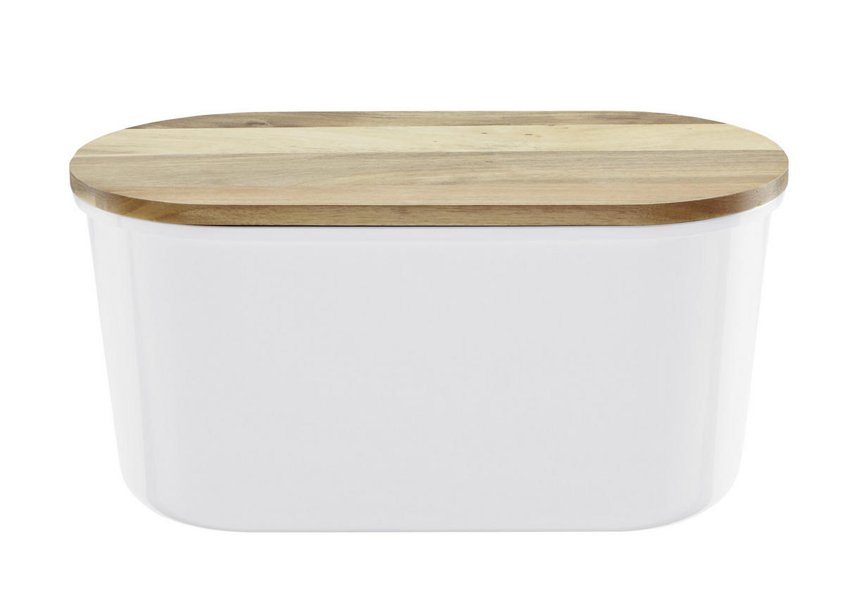 BROTBOX - Weiß/Akaziefarben, Trend, Holz/Kunststoff (37/21,5/17,2cm) - Echtwerk