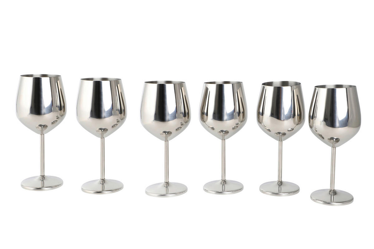 GLÄSERSET  6-teilig  - Silberfarben, Trend, Metall - Echtwerk