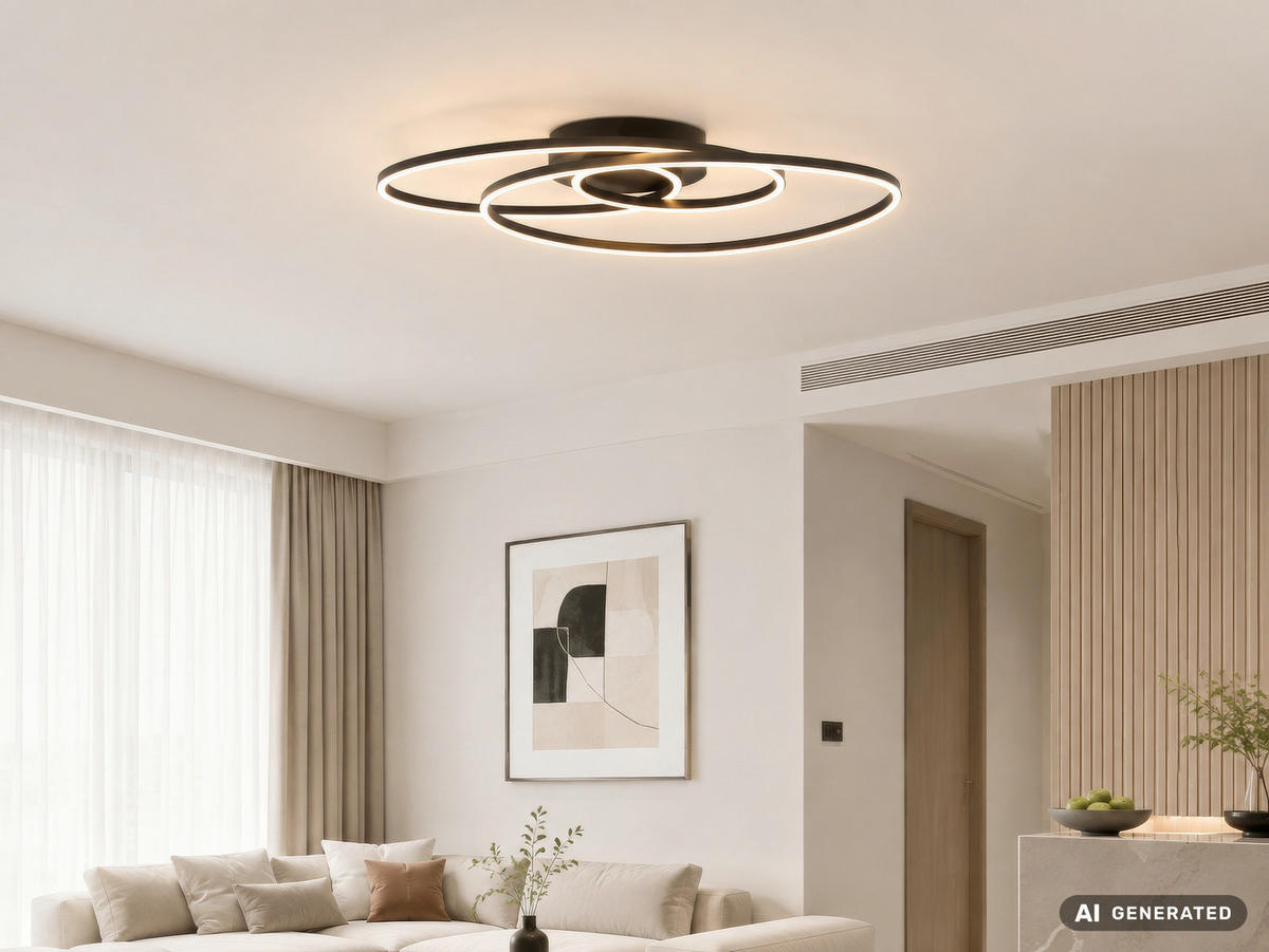 LED-DECKENLEUCHTE Spira 68/25/7 cm  - Opal/Schwarz, Design, Kunststoff/Metall (68/25/7cm) - Globo
