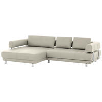 ECKSOFA Creme Echtleder  - Creme, Design, Leder/Metall (188/307cm) - Stylife