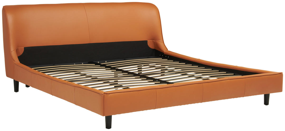 TAPECIRANI KREVET   180/200 cm   smeđa  - crna/smeđa, Moderno, koža/drvo (180/200cm) - Livetastic