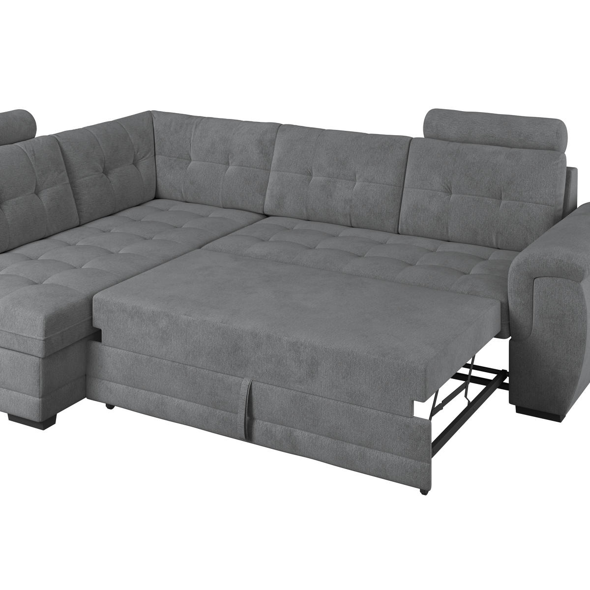 ECKSOFA  Mikrofaser, Struktur Anthrazit  - Anthrazit/Schwarz, Konventionell, Kunststoff/Textil (183/251cm) - MID.YOU