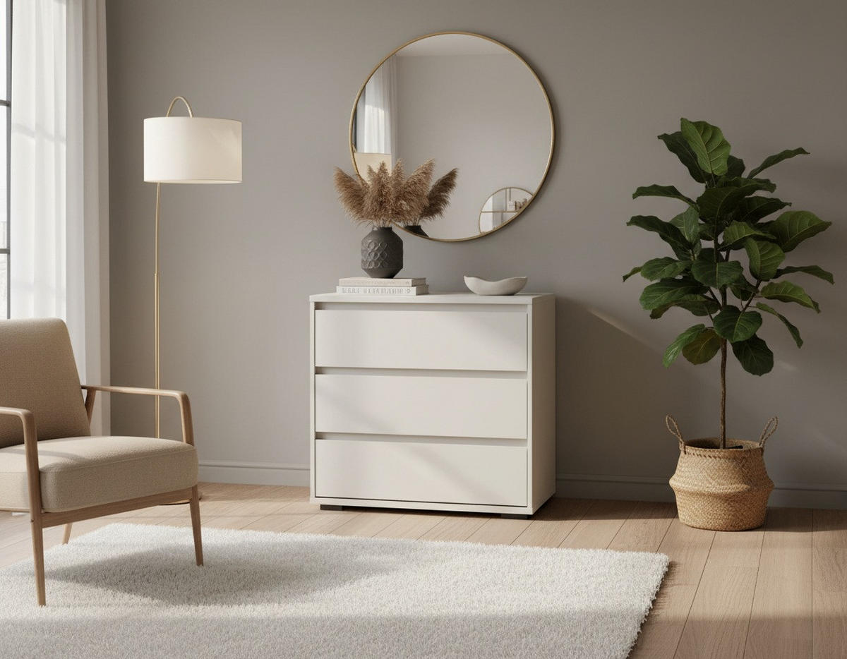 KOMMODE , 80/79/48 cm, 3 Schublade(n)  - Kaschmir/Anthrazit, Design, Holzwerkstoff/Kunststoff (80/79/48cm) - Carryhome