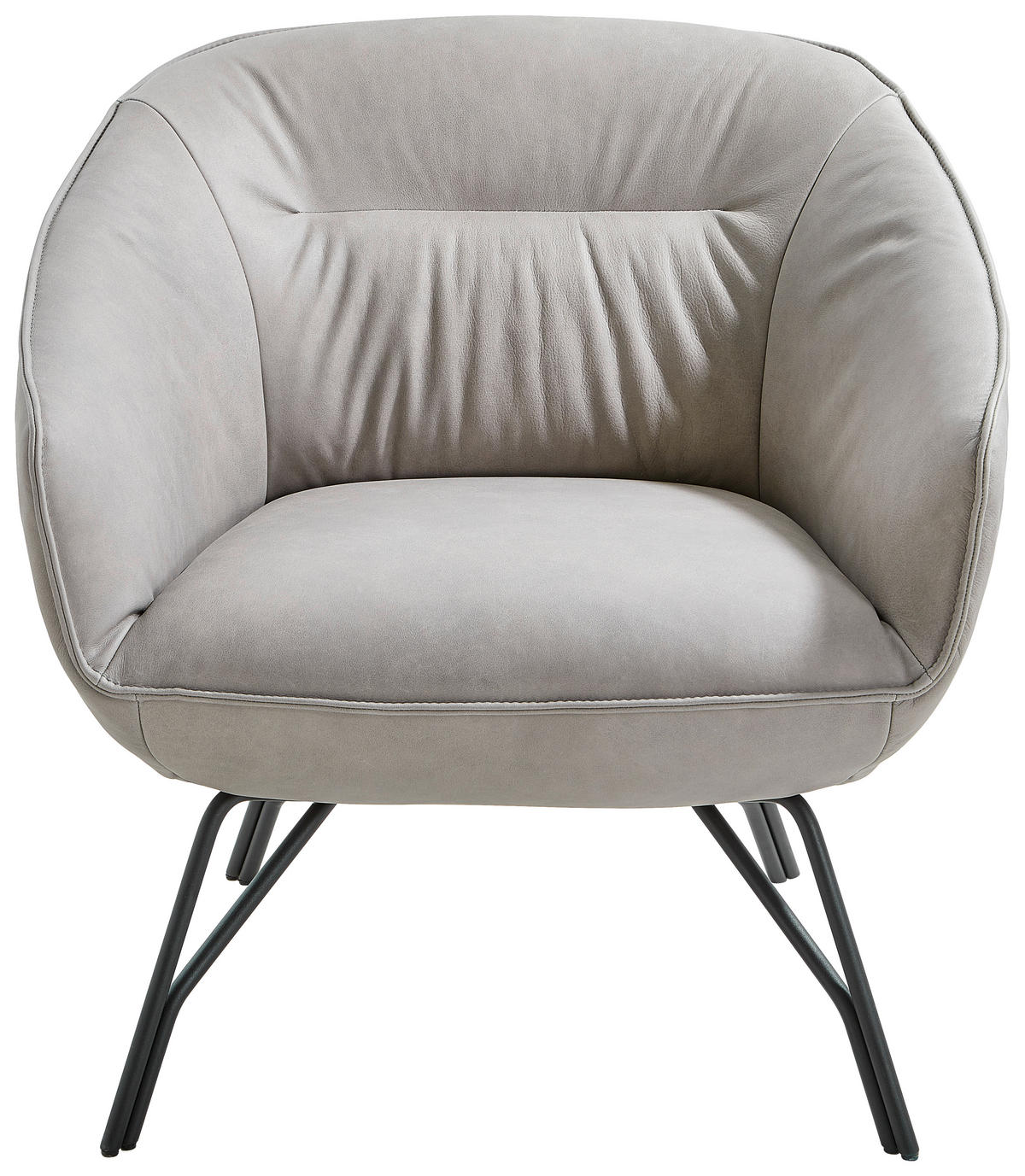 COCKTAILSESSEL in Echtleder Hellgrau  - Anthrazit/Hellgrau, Design, Leder/Metall (77/81/72cm) - Joop!