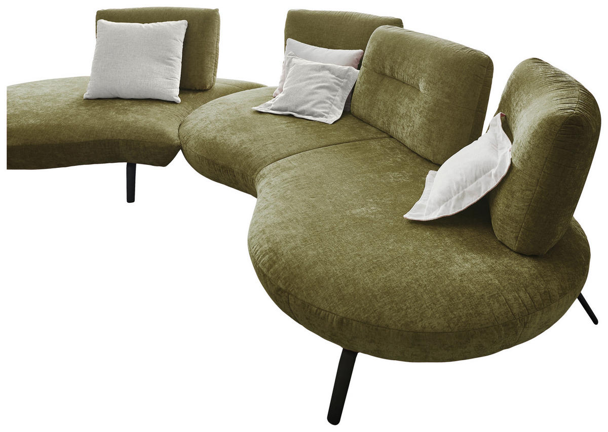 BIGSOFA Flachgewebe Olivgrün  - Schwarz/Olivgrün, Design, Textil/Metall (456/93/138cm) - Moderano