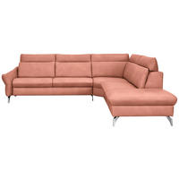 ECKSOFA in Echtleder Koralle  296/242 cm  - Edelstahlfarben/Koralle, KONVENTIONELL, Leder/Metall (296/242cm) - Himolla Komfortklass