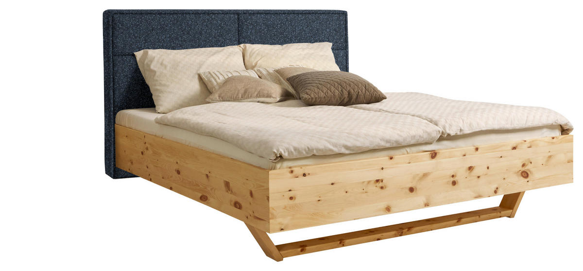 BETT 160/200 cm  in Zirbelkieferfarben, Dunkelblau  - Zirbelkieferfarben/Dunkelblau, Natur, Holz/Textil (160/200cm) - Valnatura