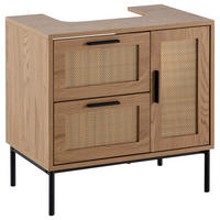 WASCHBECKENUNTERSCHRANK 60/60/40 cm  - Eichefarben/Schwarz, Design, Holzwerkstoff/Metall (60/60/40cm) - MID.YOU