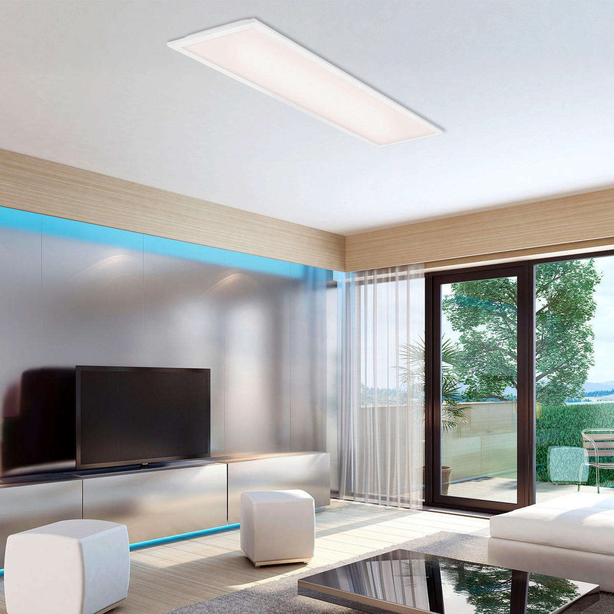 LED-DECKENLEUCHTE 100/25/6 cm   - Weiß, Design, Kunststoff (100/25/6cm)