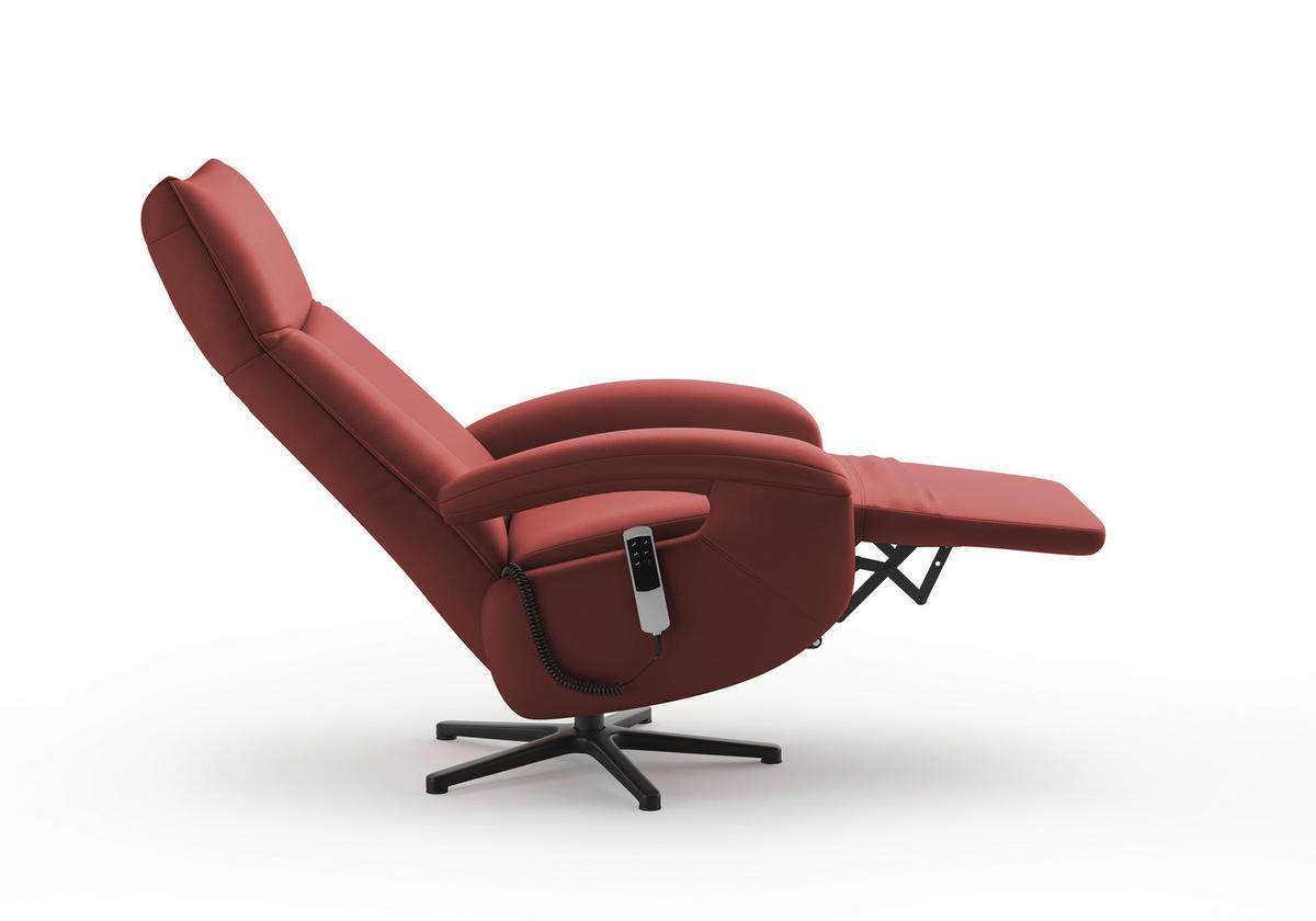 SESSEL in Echtleder Rotbraun  - Rotbraun/Schwarz, Konventionell, Leder/Metall (74/112/82cm) - Sit & More
