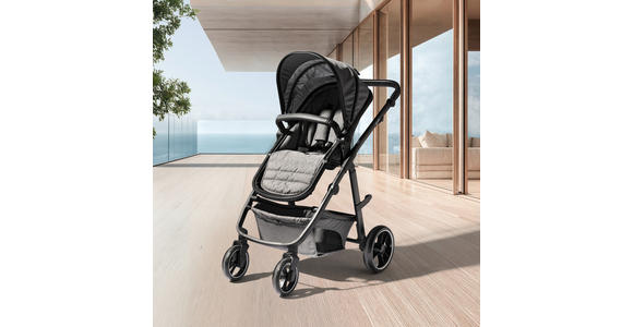 KINDERWAGENSET Korfu  - Dunkelgrau/Schwarz, Basics, Kunststoff/Textil - My Baby Lou