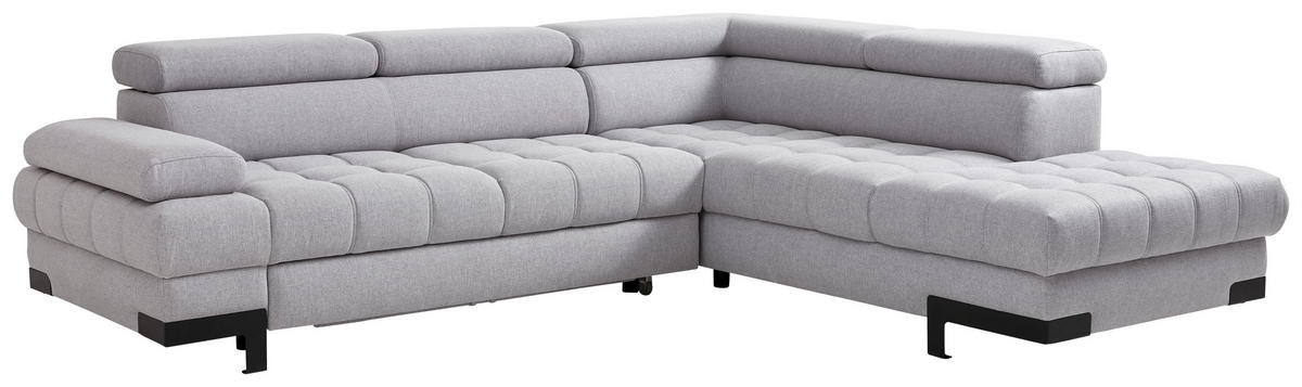 ECKSOFA in Webstoff Grau  - Schwarz/Grau, Design, Textil/Metall (263/223cm) - Welnova