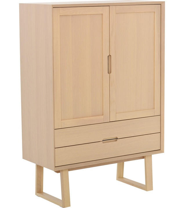 VITRINSKÅP  i faner, delar i massivt trä bok, ek, poppel ek Bianco  - ek Bianco, Design, trämaterial/trä (85/125/40cm) - Best Price