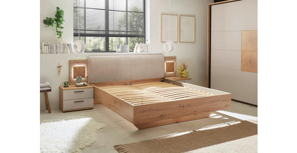 BETTANLAGE 180/200 cm  in Creme, Kaschmir, Eiche Artisan  - Kaschmir/Creme, KONVENTIONELL, Holzwerkstoff/Textil (180/200cm) - Xora