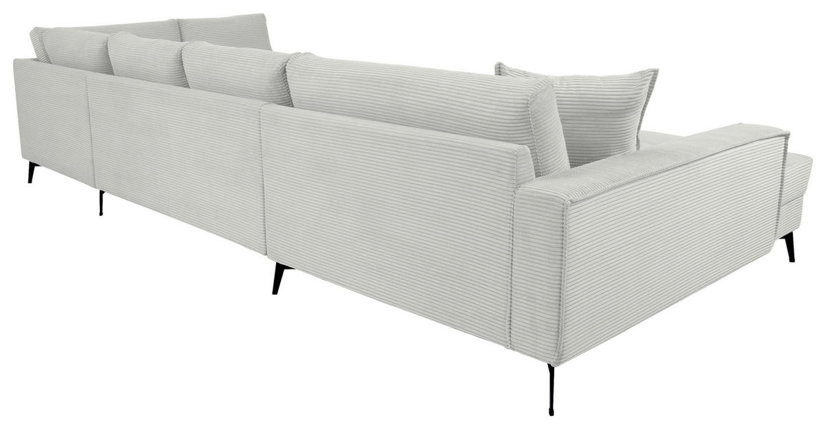 WOHNLANDSCHAFT ZERO Creme, Weiß Cord  - Creme/Schwarz, Trend, Textil/Metall (173/362/195cm) - Livetastic