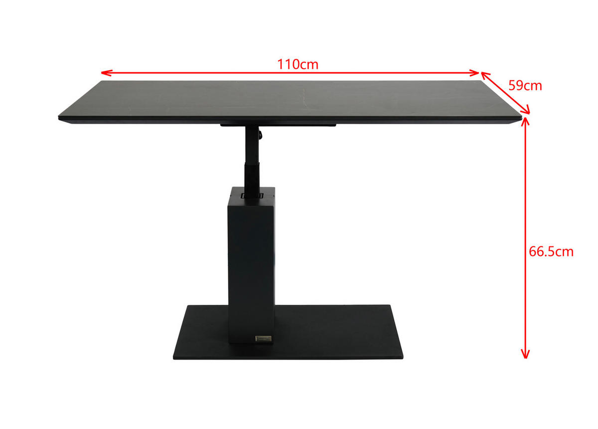KONFERENČNÍ STOLEK, antracitová, černá, kov, keramika, kompozitní dřevo, 110/59/47-66 cm - černá/antracitová, Design, kov/kompozitní dřevo (110/59/47-66cm) - Dieter Knoll