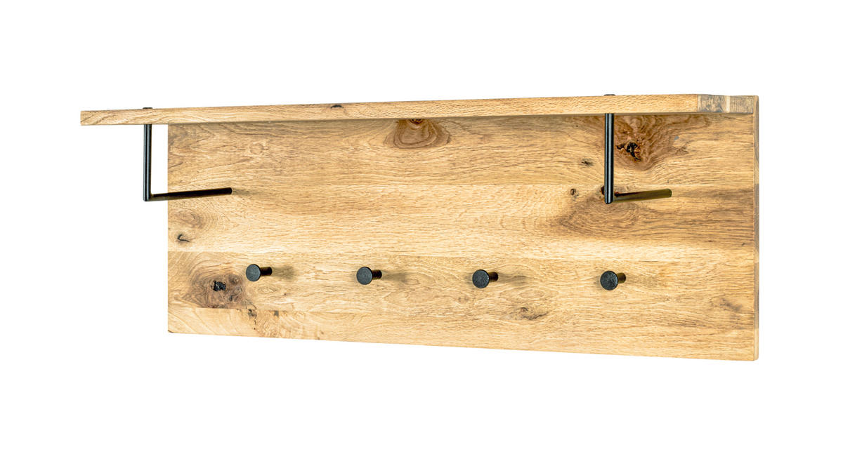 WANDGARDEROBE  in Eiche massiv Schwarz, Eichefarben  - Eichefarben/Schwarz, Basics, Holz/Metall (80/30/20cm)
