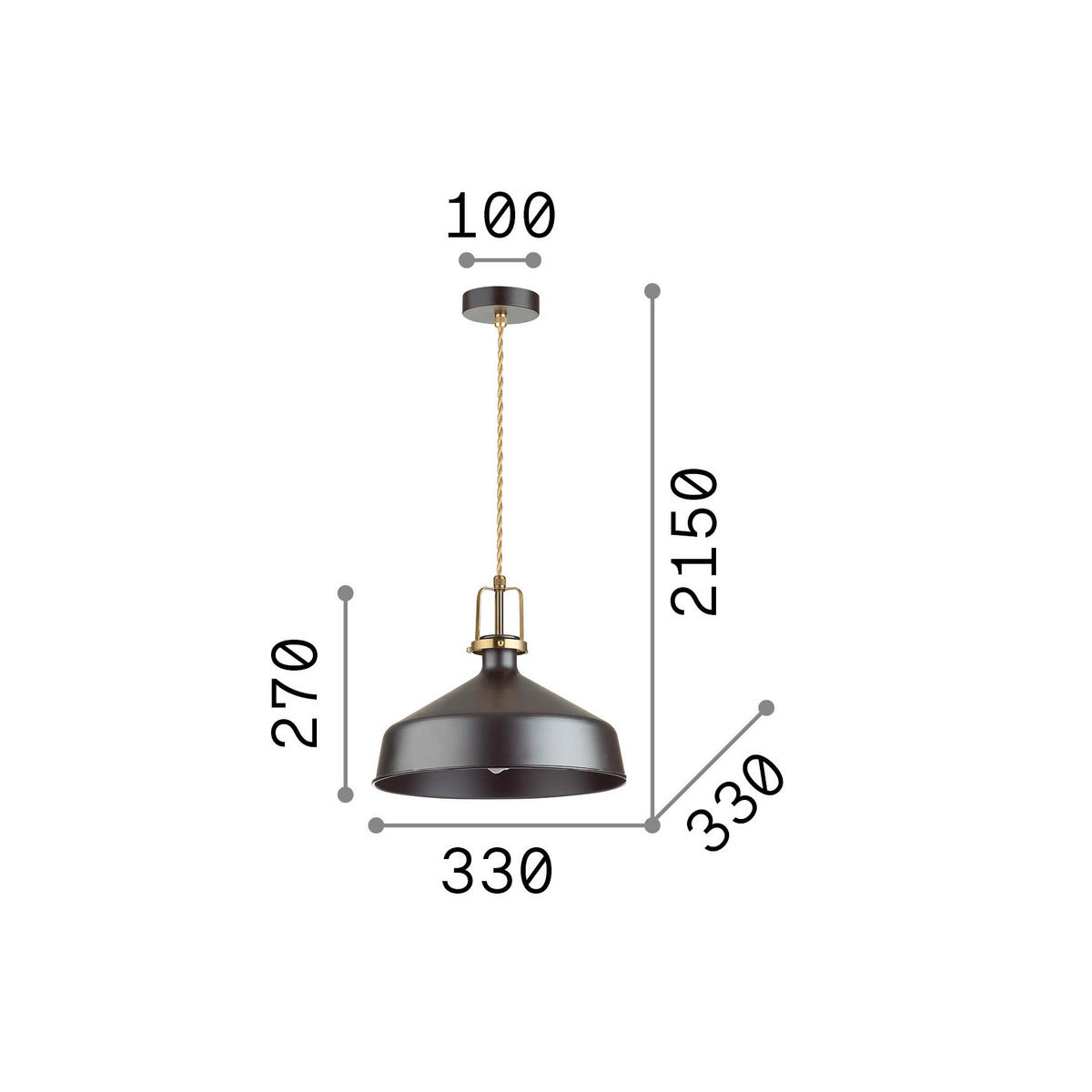 HÄNGELEUCHTE Nero 33/52-21,5 cm   - Schwarz, KONVENTIONELL, Metall (33/52-21,5cm) - Ideal Lux