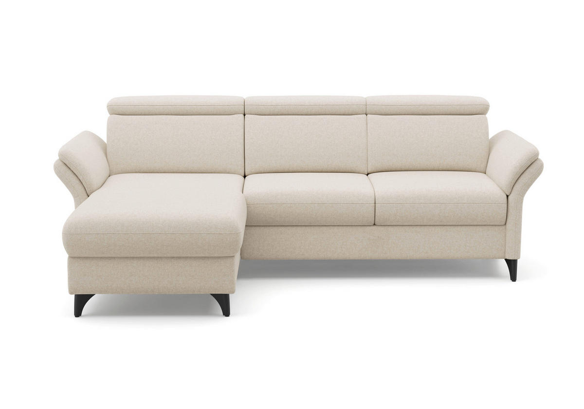 ECKSOFA Flachgewebe Creme  - Creme/Schwarz, Konventionell, Textil/Metall (166/253cm) - Sit & More
