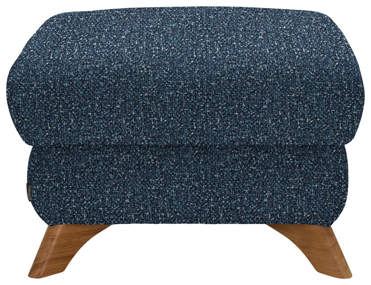 HOCKER in Textil Blau  - Blau/Eichefarben, Modern, Holz/Textil (65/47/65cm) - Valnatura