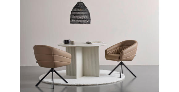 ARMLEHNSTUHL  in Eisen Echtleder pigmentiert  - Taupe/Schwarz, Design, Leder/Metall (62/82/64cm) - Belluti