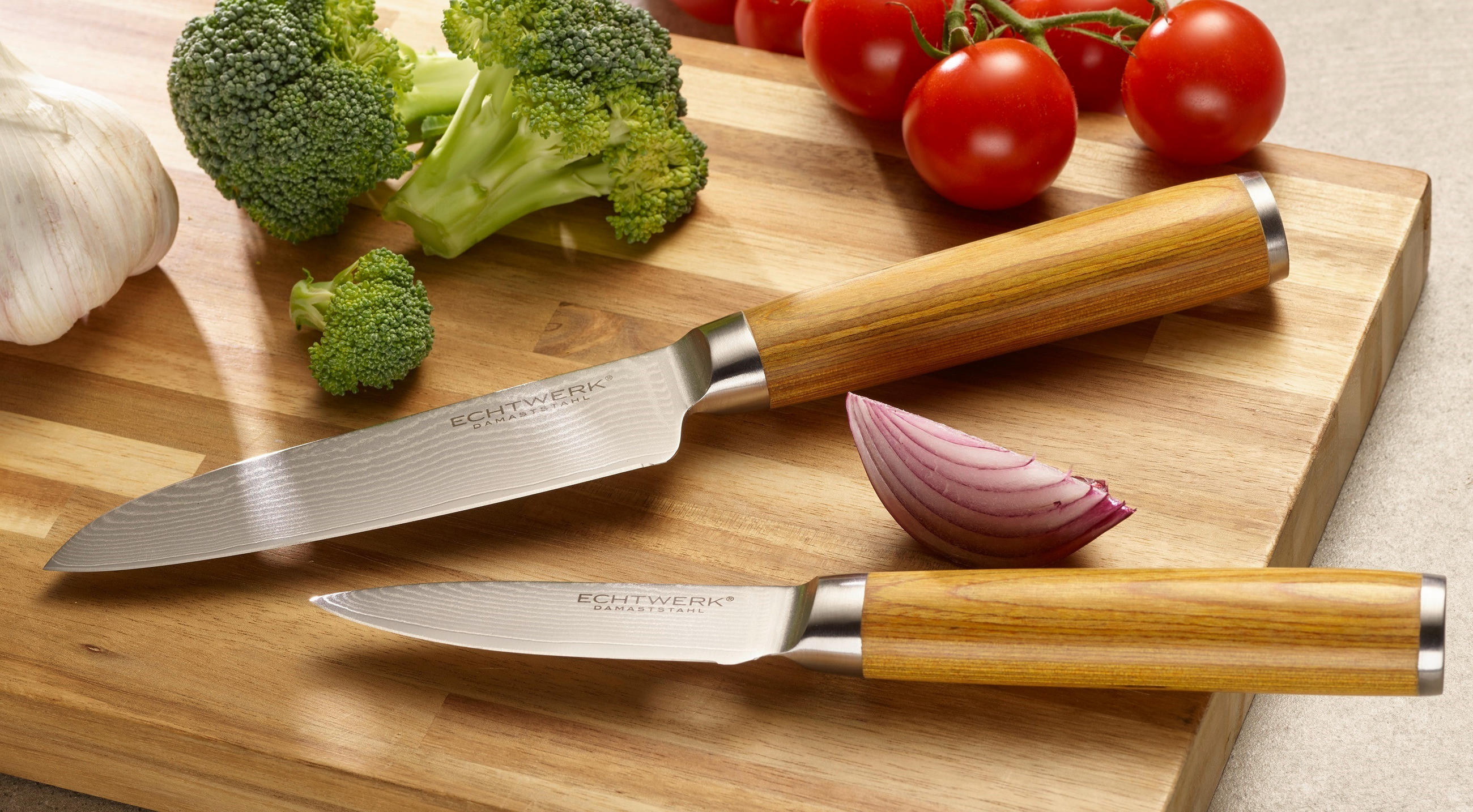 MESSERSET 2-teilig  - Silberfarben/Braun, MODERN, Holz/Metall - Echtwerk